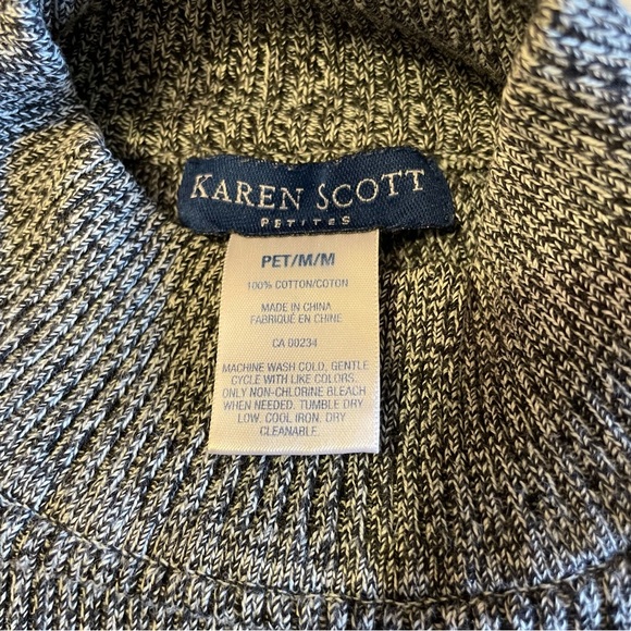 Karen Scott Petites Mock Turtleneck Sweater Grey Triblend Cotton - Picture 6 of 11